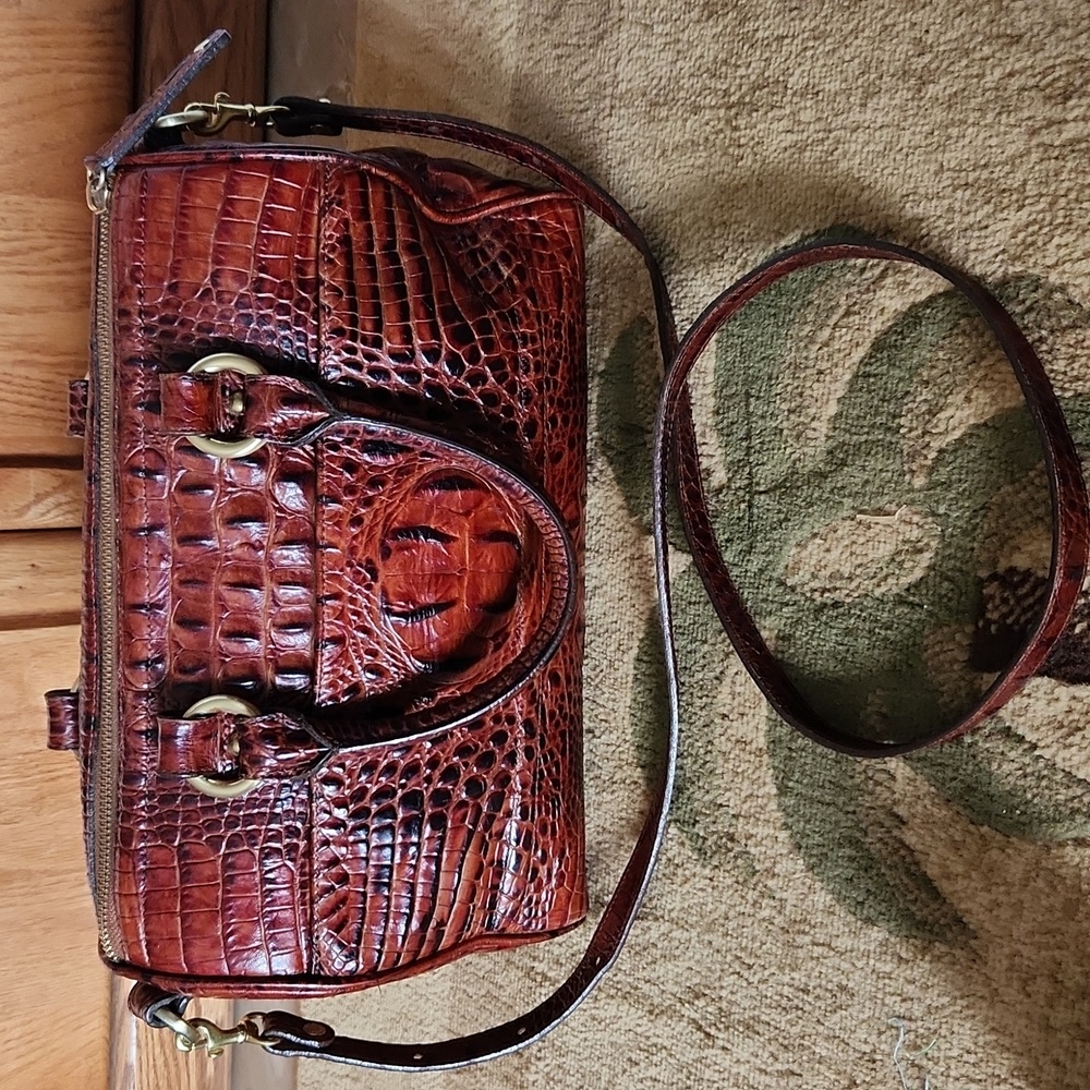 Brahmin Pecan  Croc-Embossed Shoulder Bag - Picture 8 of 16